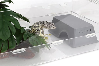 Snake Hide, Leopard Gecko Tank Accessories for Reptile Ball Python Crested Gecko Lizard Bearded Dragon - GrayHideM