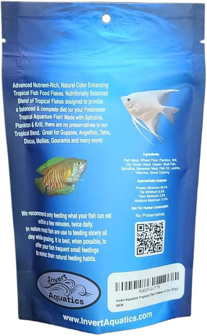 Tropical Fish Flakes - Natural Color Enhancing Tropical Fish Food - 2.02 oz