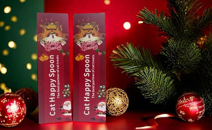 2pcs Cat Strip Feeder Spoon, Happy Spoon for Cats, Cat Lickable Squeezable Creamy Treat, Cat Wet Treats Dispense Spoon, Cat Treat Spoon Squeeze, (Red&Green)