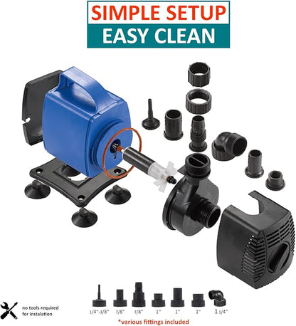 1190 GPH Submersible Pump(4500L/H,35W) Ultra Quiet Adjustable Amphibious Internal External Water Pump For Pond,Aquarium,Fish Tank,Fountain,Hydroponics,Statuary,Sump Pump - 4 Pcs