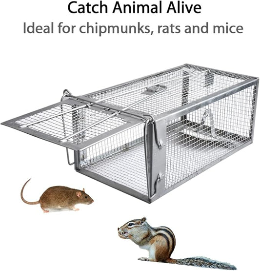 Gingbau 2-Pack Chipmunk Traps Humane Live Mouse Rat Cage Traps for Indoors and Outdoors
