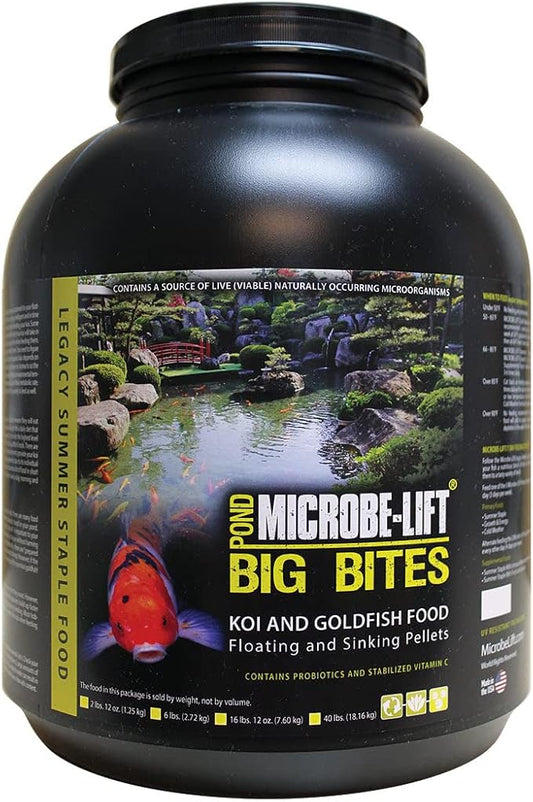 MICROBE-LIFT MLLBBXL Big Bites Fish Food Pellets for Ponds, Water Gardens, and Fountains, for Large Live Goldfish and Koi, 16.75 Pounds