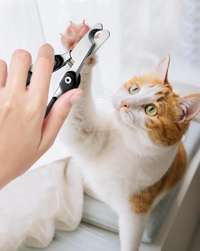 Foldable Cat Nail Clipper, Stainless Steel Dog Nail Trimmers Toenail Clippers, Professional Pet Nail Cutter for Cats Rabbits Hamsters Birds Medium Small Dog, Portable Cortauñas para Perros (Black)