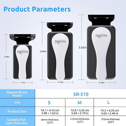 Magnetic Aquarium Glass Cleaner，Algae Scraper for Aquarium Fish Tank， Fish Tank Algae Clean Brush Dual-Sided Side Floating Aquarium Magnetic Brush (M)