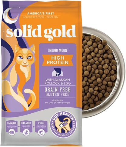 Solid Gold High Protein Dry Cat Food - Grain Free & Gluten Free Alaskan Pollock Cat Dry Food w/Probiotics for Gut Health & Digestion - High Fiber & Omega 3 - Low Carb Superfood Kibble - All Ages -3LB