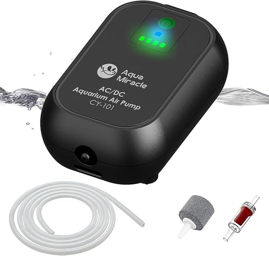 AquaMiracle USB Aquarium Air Pump Rechargeable Aerator for Bait Bucket, Portable Battery Powered Air Pump for Aquarium, Fish Tank Air Pump for Outdoor Fishing, Power Outage & Emergency