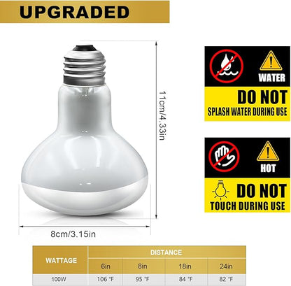 MIXJOY 4Pack Reptile Heat Lamp Bulbs, 100W Heat Lamp Bulbs for Reptiles Basking Bulbs UVA Daylight Basking Light Amphibians Heating Lamp Emitter for Lizard, Tortoise, Bearded Dragon Gecko