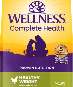 Wellness Complete Health Dry Dog Food with Grains, Natural Ingredients, Made in USA with Real Meat, All Breeds, For Adult Dogs (Healthy Weight - Chicken & Potatoes, 5-Pound Bag)