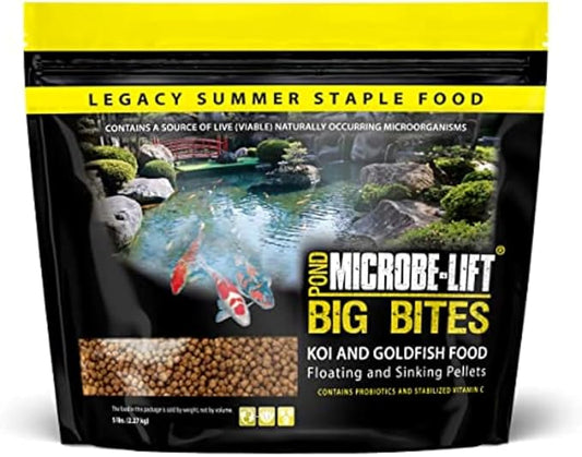 MICROBE-LIFT MLLBBLG Big Bites Fish Food Pellets for Ponds, Water Gardens, and Fountains, for Large Live Goldfish and Koi, 6 Pounds