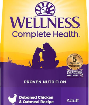 Wellness Complete Health Dry Dog Food with Grains, Natural Ingredients, Made in USA with Real Meat, All Breeds, For Adult Dogs (Chicken & Oatmeal, 5-Pound Bag)