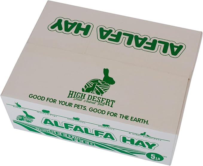 High Desert Alfalfa Hay, Protein Rich Soft Leaf Food for Young Growing Animals, Natural Rabbit Food and Guinea Pig Hay, Supports Digestive Health, Small Pet Supplies, Fresh Hand Packed 10 Lb Box