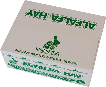 High Desert Alfalfa Hay, Protein Rich Soft Leaf Food for Young Growing Animals, Natural Rabbit Food and Guinea Pig Hay, Supports Digestive Health, Small Pet Supplies, Fresh Hand Packed 10 Lb Box