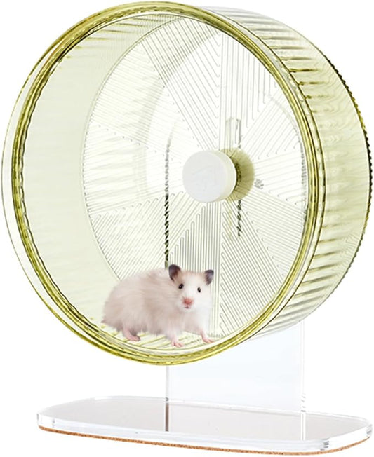 Super-Silent Hamster Exercise Wheel: Silent Spin Toys Hamster Running Wheels with Height Adjustable Stand for Hamsters Gerbils Mice Or Other Small Animals -6.5inch Green