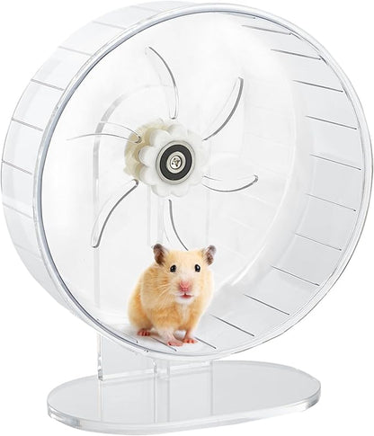 Silent Hamster Exercise Wheel - Hamster Toys Cages Accessories 9.45 Inch Running Spinner with Adjustable Stand Quite Runner for Small Animal Pet Gerbil Dwarf Syrian Hedgehog Rat Mouse Mice