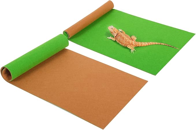 REPTI ZOO Reversible Reptile Carpet Pack of 2PCS, Terrarium Substrate Bedding Liner (17 in X 35 in) for 10/20/30/40 Gallon Tanks, Both Sides Usable Reptile Floor Mat
