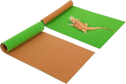 REPTI ZOO Reversible Reptile Carpet Pack of 2PCS, Terrarium Substrate Bedding Liner (17 in X 35 in) for 10/20/30/40 Gallon Tanks, Both Sides Usable Reptile Floor Mat