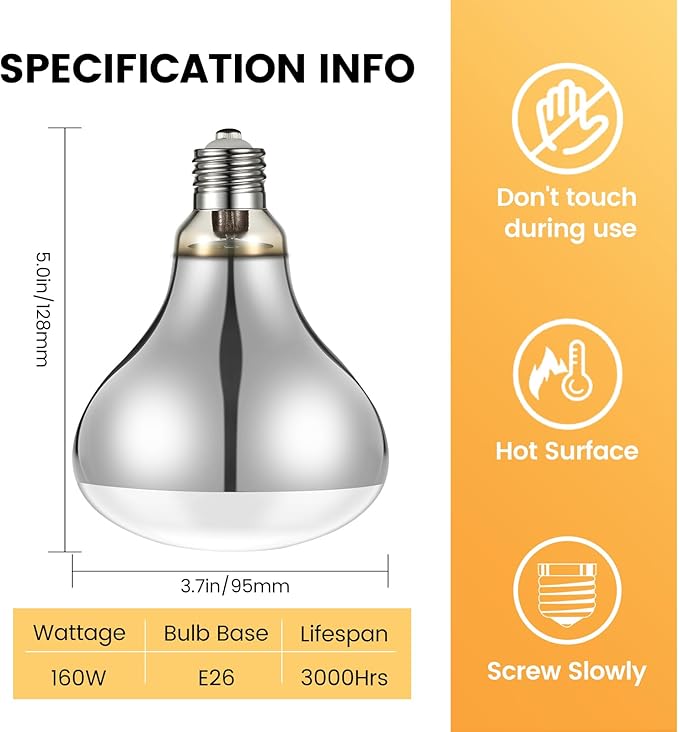 160W Reptile Heat Lamp, Full Spectrum UVA UVB Sun Light for Bearded Dragon Lizard Turtle