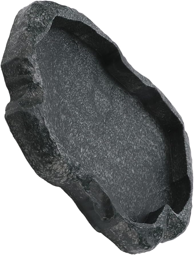 Reptile Water Dish Bowl, Resin Food Bowl Dish, Dark Green Firm Water Dish for Reptile Tank for Tortoise Lizard Pets Feeding Accessories, 1Pcs (M)