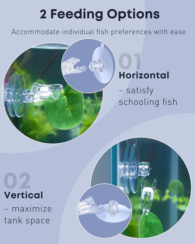 Pawfly 6 Pcs Aquarium Suction Cups with Clips, Aquarium Suction Cup Clips, Clear Plastic Fish Feeding Tool, Plant Leaf Seaweed Clips, Veggie Feed Holder, Underwater Fish Feeder, Fish Tank Accessories