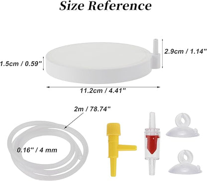 Fish Tank Bubblers Air Stone, Nano Air Disk Stone, Oxygen Diffuser for Air Pump, Air Stone Aquarium Kit, 3.94 Inch, 1 Set