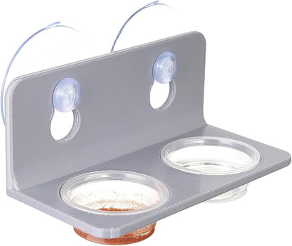 Crested Gecko Feeding Ledge with 10PCS Gecko Food Water Dish - Gray