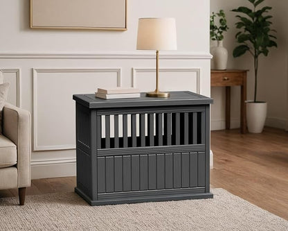 Vixzen Dog Crate Furniture for Small to Large Dogs,Decorative Resin Kennel Indoor,Multifunctional Dog Crate with Locking Buckle,End Table,Durable and Sturdy(Black 29.65 * 21.34 * 25.28)