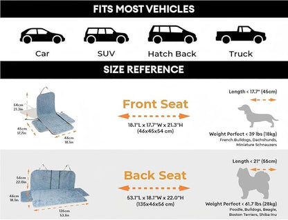 FUNNYFUZZY Chenille Dog Car Seat Cover for Front Seat,Waterproof, Scratchproof Car Seat Protector for Dogs Nonslip,Pet Seat Covers for Cars,Trucks and SUVs,Single Seat,Blue(18.1"Lx 17.7"W x 21.3"H)