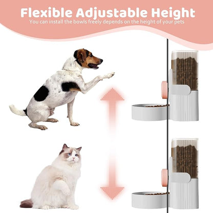 Hanging Cage Automatic Food Water Dispenser, Detachable Auto Gravity 1L Self-Feeding Feeder and Waterer Set, Crate Auto Feeder Dish for Puppy Cats Ferret Bunny Guinea Pig Small Pets (Pink)