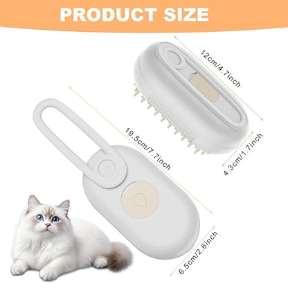4 in 1 Cat Steam Brush for Shedding，Rechargeable Steam Pet Brush With Rotating Handle for Massaging, Self-Cleaning, and Pet Hair Removal for Long and Short Hair of Cat and Dog （Beige）