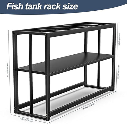 Black Fish Tank Stand Metal Aquarium Stand 55-75 Gallon Aquarium Turtle Tank 48.4" x 14.8" x 29.1" Breeder Reptile Tank Stand