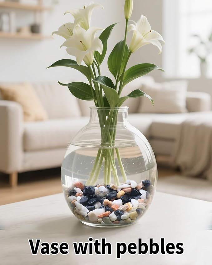 3LB Succulent & Cactus Gravel Pebbles,1/4-3/8 Inch Natural Polished River Rocks Decorative Stones for Succulent Planters,Cactus Pots,Vases,Aquariums,Outdoor Gardening Mixed Colors