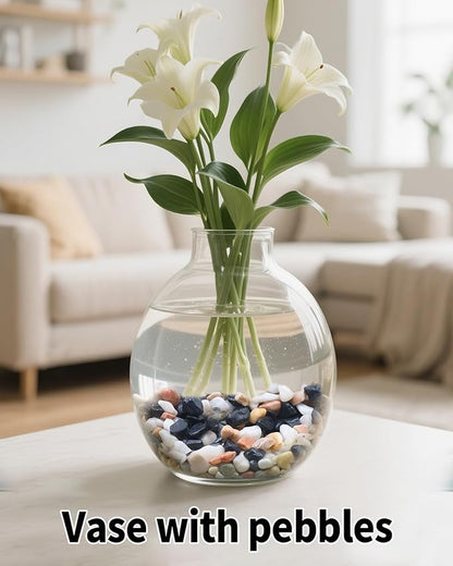 6LB Succulent & Cactus Gravel Pebbles,1/4-3/8 Inch Natural Polished River Rocks Decorative Stones for Succulent Planters,Cactus Pots,Vases,Aquariums,Outdoor Gardening Mixed Colors