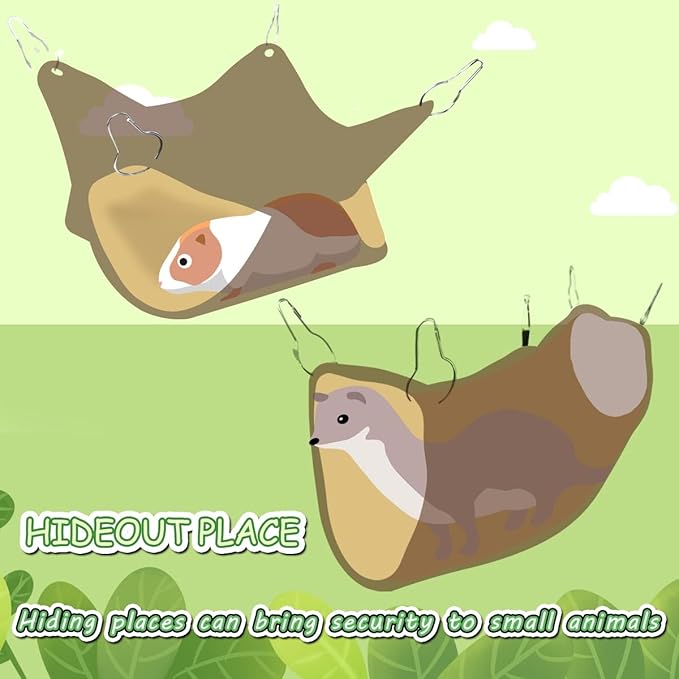 LEFTSTARER Ferret Rat Hammock Bed - Guinea Pig Tunnel Hideout Cage Accessories Toy for Hamster Sugar Glider Chinchilla (3.Bunkbed Hammock)