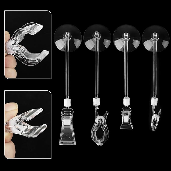 6 Pack Aquarium Suction Cups with Clips - Air Pump Accessories for Fish Tank - Mixed Clips