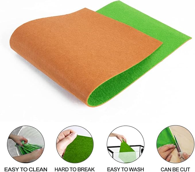 REPTI ZOO Reversible Reptile Carpet Pack of 2PCS, Terrarium Substrate Bedding Liner (17 in X 35 in) for 10/20/30/40 Gallon Tanks, Both Sides Usable Reptile Floor Mat
