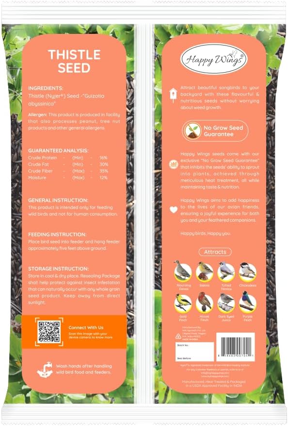 Nyjer/Thistle Seeds with Empty Sock for Wild Bird Food - 10 Pounds I No Grow Seed