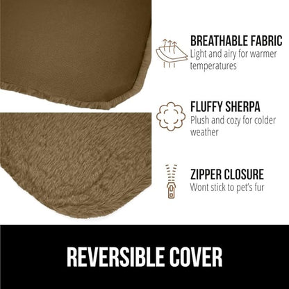 GORILLA GRIP Cat Window Perch, Foldable Cat Window Hammock Bed with 6 Large Suction Cups, Cordless Indoor Wall Shelves, Strong Metal Frame Holds 40lbs, Reversible Washable Sherpa Cover, Large Brown