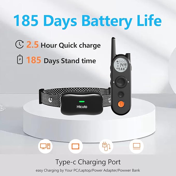 Wireless Dog Fence 3500FT Electric Fence and 6100FT Remote Training Collar, 185 Days Rechargeable Battery - IPX7 Waterproof Collar, Vibrate/Beep/Shock Modes for All Dogs.…