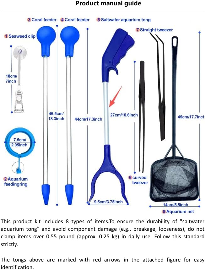 Coral Reef Grabber,Coral Feeder,Aquarium Veggie Feeder,Fish Tank Food Clip,Fish net(Reef Grabber and Coral Feeder Kits (Anti-Rust)