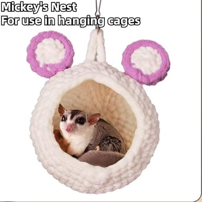 5Pcs Hamster Cage Hammock Small Animals Hanging Hammocks with Squirrel Cages Accessories Hang Tunnel Swing for Sugar Glider Toys Rat Swing Jungle Set Plush Hamsters Warm Beds (Blue)