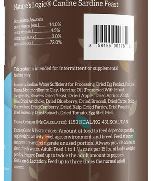 Nature's Logic Grain-Free Canned Dog Food - 90% Animal Proteins - 100% Natural Wet Dog Food Cans - No Common Allergens - All Life Stages - Ideal for Sensitive Dogs - Sardine, 12/13.2oz