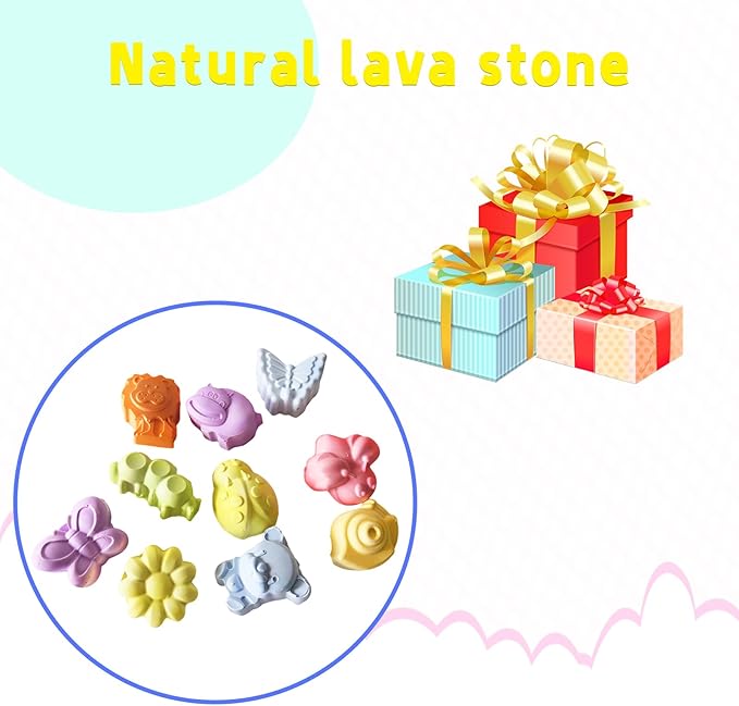 10 Pieces Hamster Teeth Grinding Lava Block Calcium Stone Chew Toys for Chinchillas Rabbits Gerbil Guinea Pig Syrian Hamster Squirrel Ferret