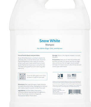 Veterinary Formula Smart Coat Complex Snow White Shampoo for Dogs and Cats, 128 Fl oz / 1 Gal – Gently Remove Stains & Yellowing Without Bleach/Peroxide – Cleans, Deodorizes & Brightens White Coats
