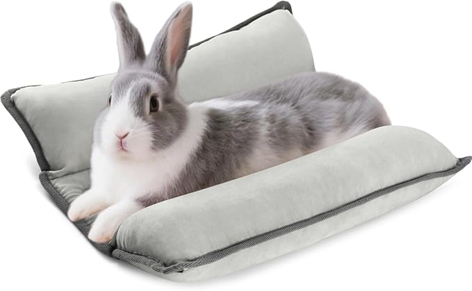 Rabbit Bed, Washable Bunny Pillow, Reversible Lounger Pad, Soft Small Animal Bedding, Stress Relief Pet Mat for Kittens, Guinea Pigs, Puppies