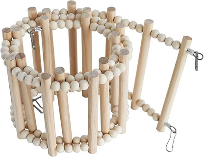 Bird Ladder Bridge, Wooden Pet Hamster Climbing & Swing Toys, Cage Accessories for Birds Rats Parrots Hamster Squirrel Sugar Gliders Parakeets Cockatiels - 20 Steps - 44.5 x 5.9 Inch