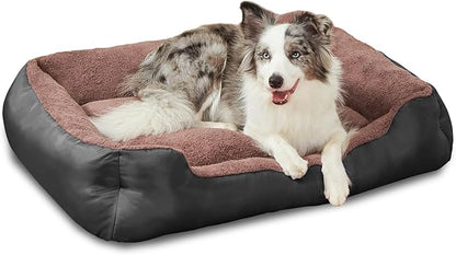Large Dog Bed, Washable Pet Bed with Sides, Comfort Large Dog Couch with Non-Slip Bottom, Black