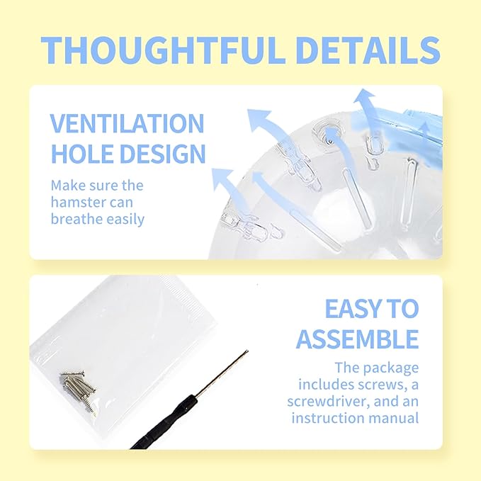 7.9 inch Hamster Ball, Exercise Toys, Running Ball, Clear Plastic Balls, Large Space, Easy to Clean, Hamster Cage Accessories, for Small and Medium Hamsters, Syrian Dwarf Hamster, Blue