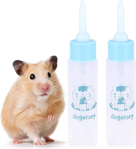 Jeanoko 2PCS 30ML Baby Bottle Feeder for Hamsters Super Small Hedgehog Squirrel Chinchilla Pet Newborn Hamster Nurser Puppy Kittens Nursing Feeding Water Milk(Heaven Blue)