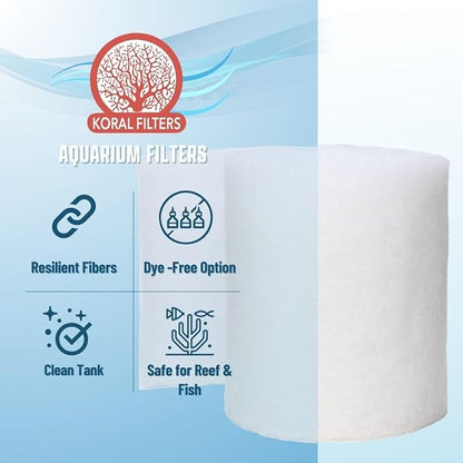 Premium Aquarium Filter Media Pad - Cut-to-Fit Roll, Fresh and Saltwater Safe, Blue & Dye-Free Options, Made in USA (Dye Free, 12"x120" (10 ft) x 0.75")