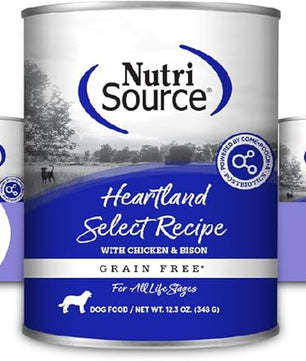 NutriSource Grain Free Heartland Select Recipe Dog Food, Premium Wet Dog Food, 12.3 Ounce (Pack of 12)